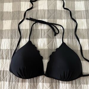 No Boundaries Elegant Black Scalloped Bikini Top